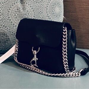 Rebecca Minkoff Black Crossbody Bag Silver Chain
